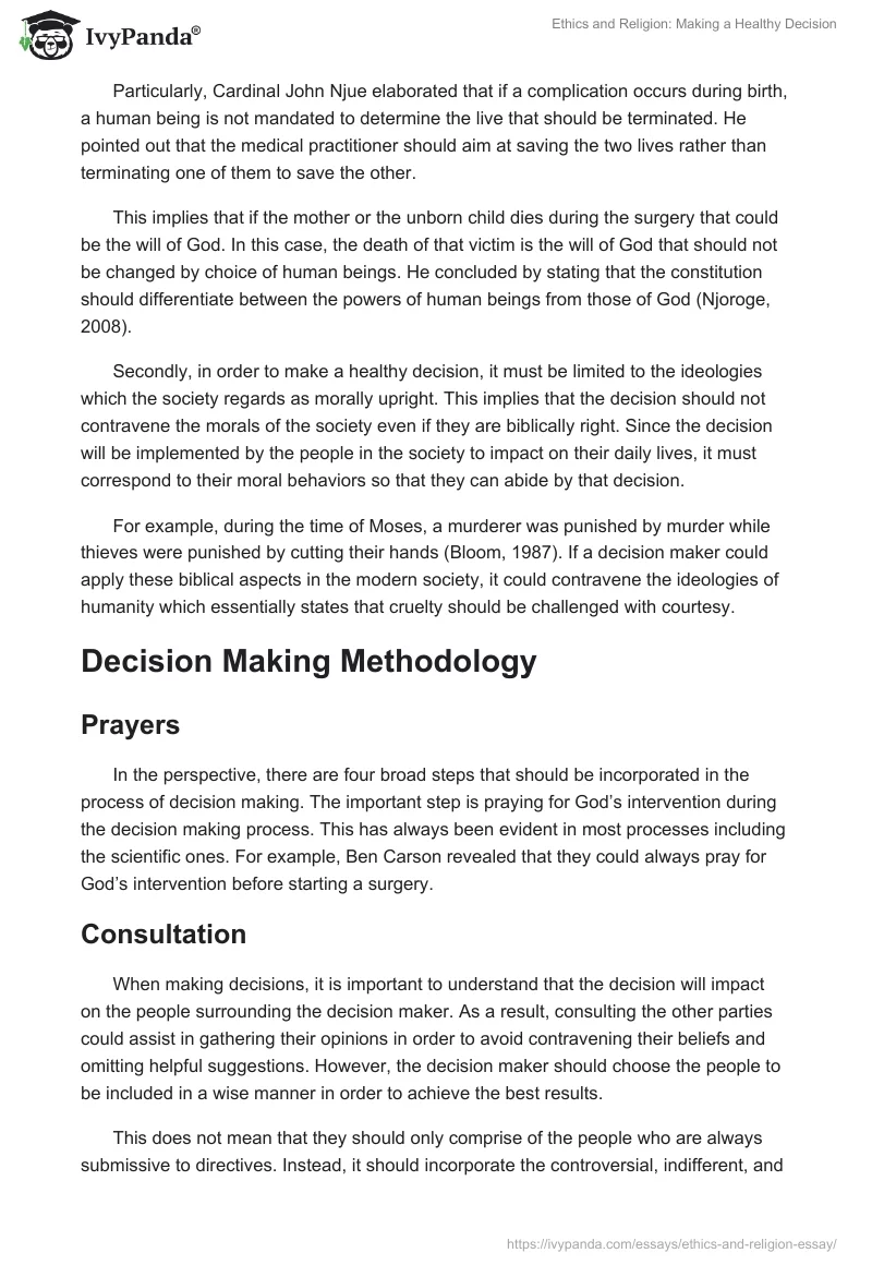 Ethics and Religion: Making a Healthy Decision. Page 2