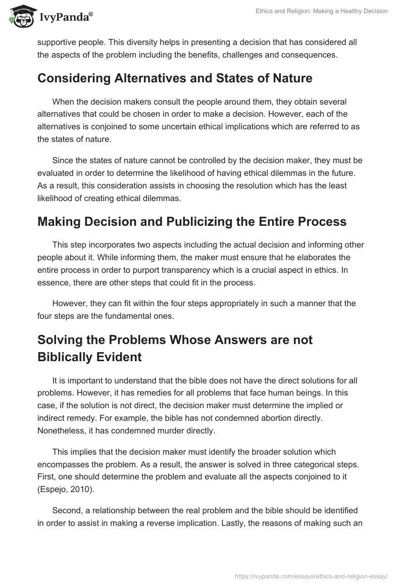 Ethics and Religion: Making a Healthy Decision. Page 3