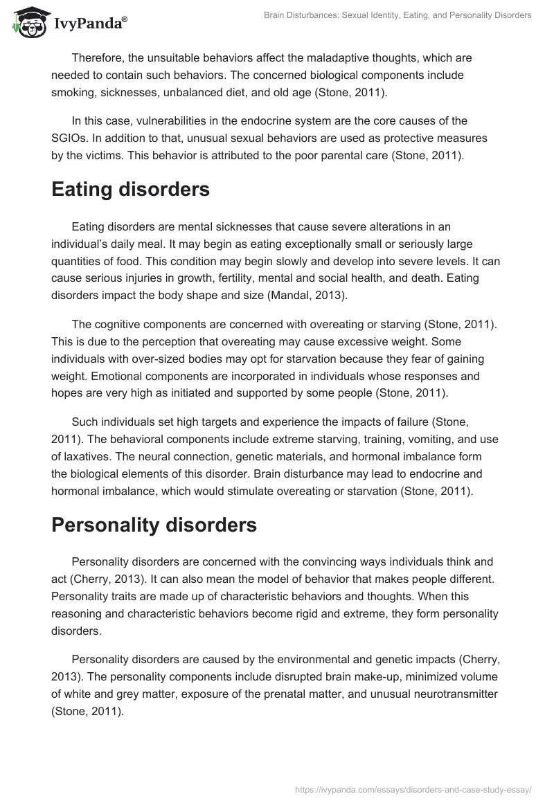 Brain Disturbances: Sexual Identity, Eating, and Personality Disorders. Page 2