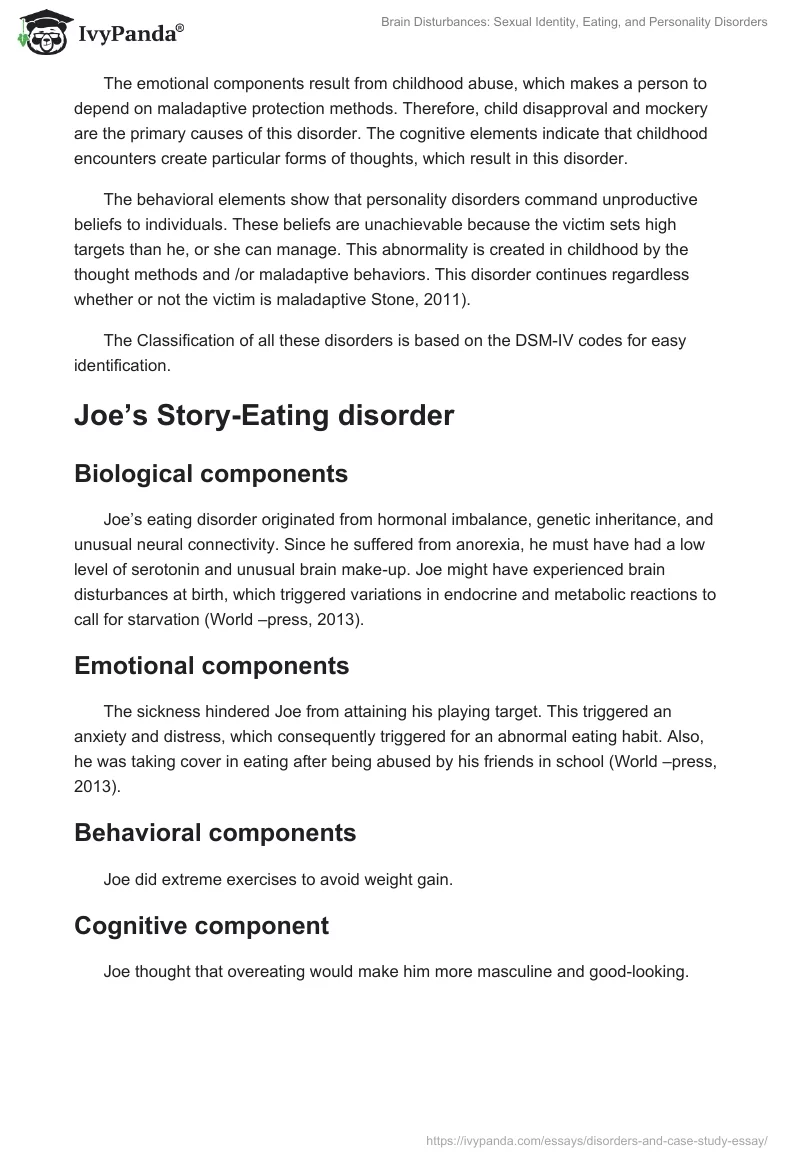Brain Disturbances: Sexual Identity, Eating, and Personality Disorders. Page 3