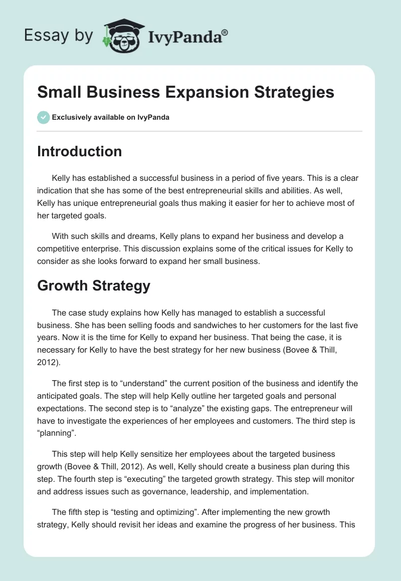 Small Business Expansion Strategies. Page 1