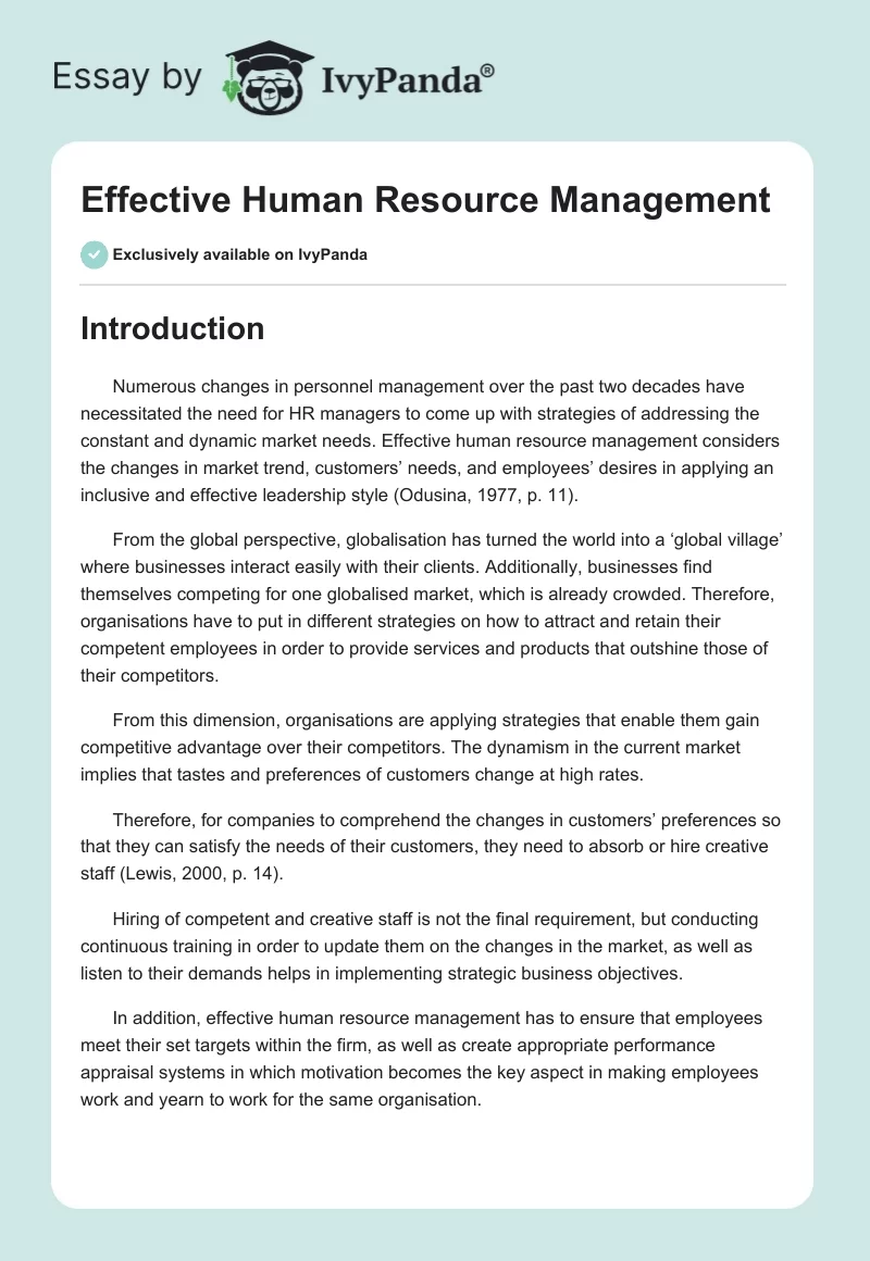 Effective Human Resource Management. Page 1