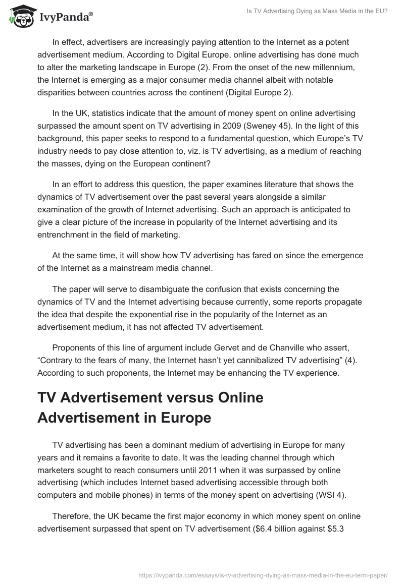 Is TV Advertising Dying as Mass Media in the EU?. Page 2