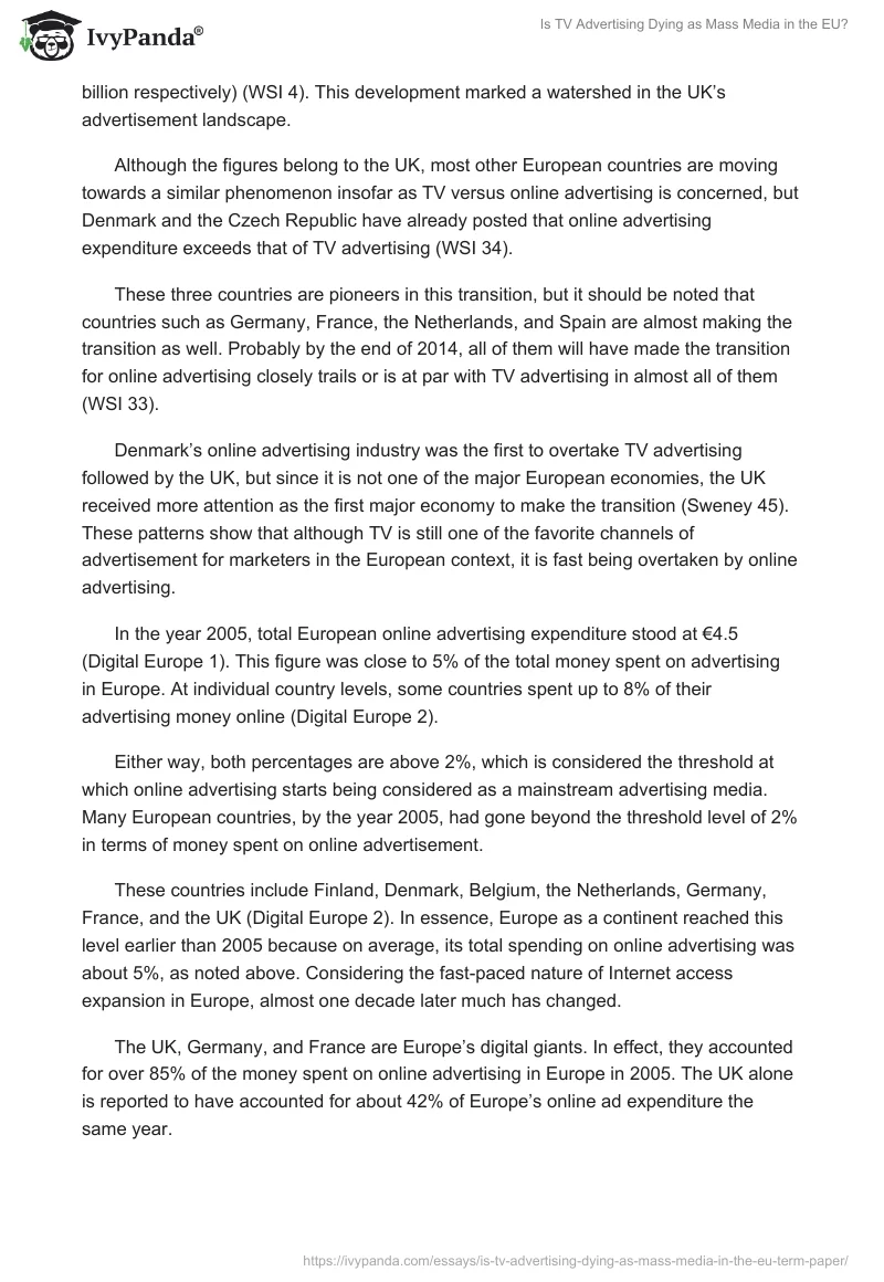 Is TV Advertising Dying as Mass Media in the EU?. Page 3