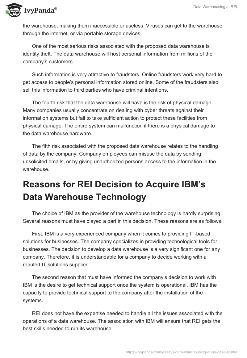 Data Warehousing at REI. Page 4