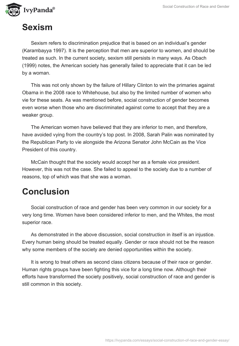 Social Construction of Race and Gender. Page 4