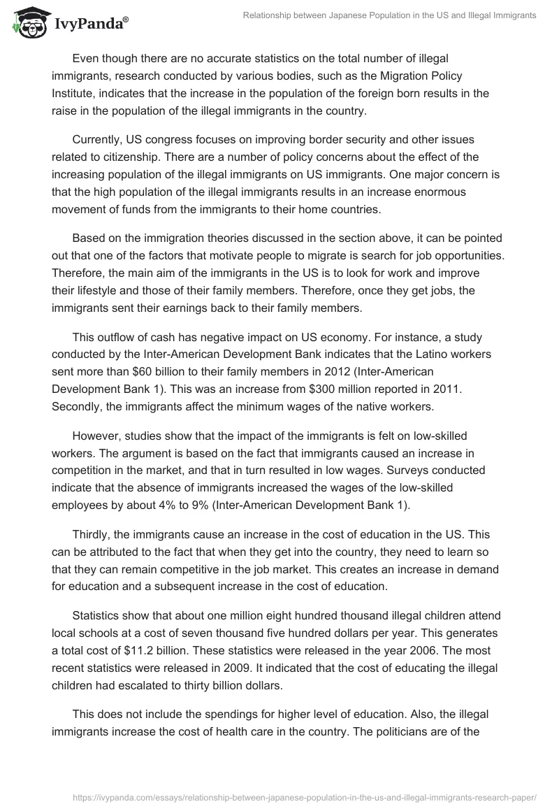 Relationship Between Japanese Population in the US and Illegal Immigrants. Page 5