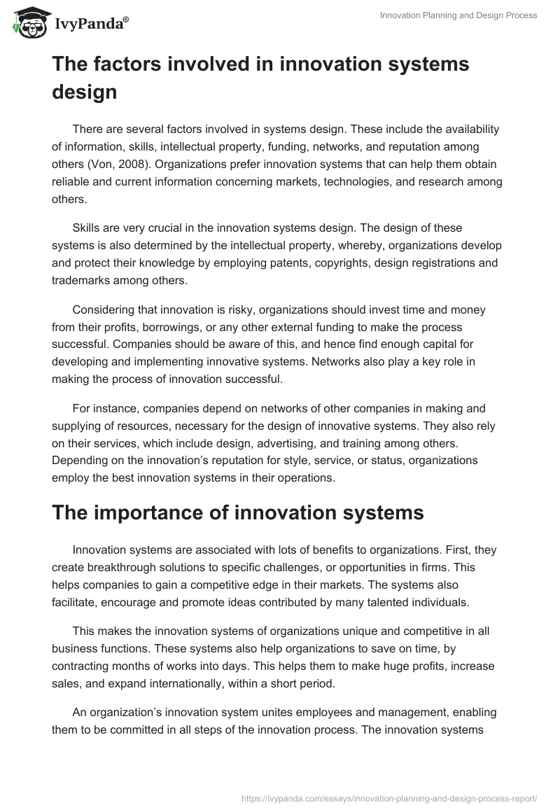 Innovation Planning and Design Process. Page 3