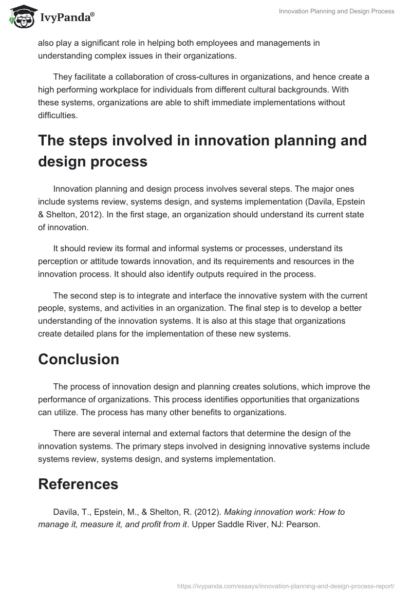 Innovation Planning and Design Process. Page 4