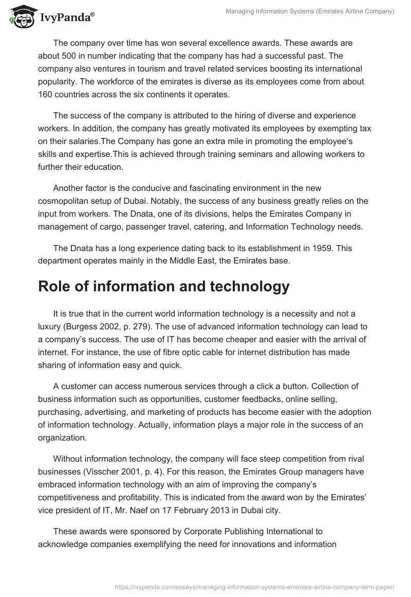 Managing Information Systems (Emirates Airline Company). Page 2