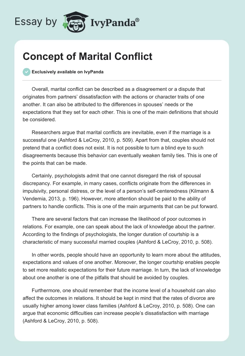 Concept of Marital Conflict. Page 1