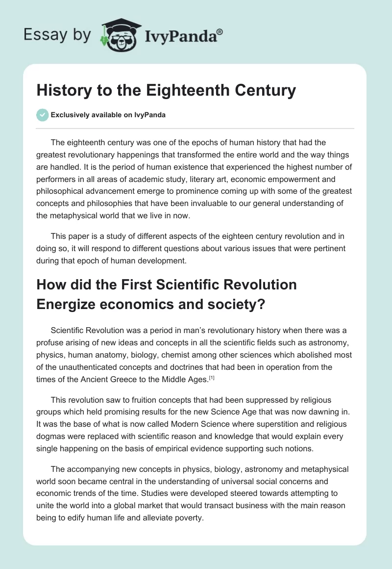 History to the Eighteenth Century. Page 1