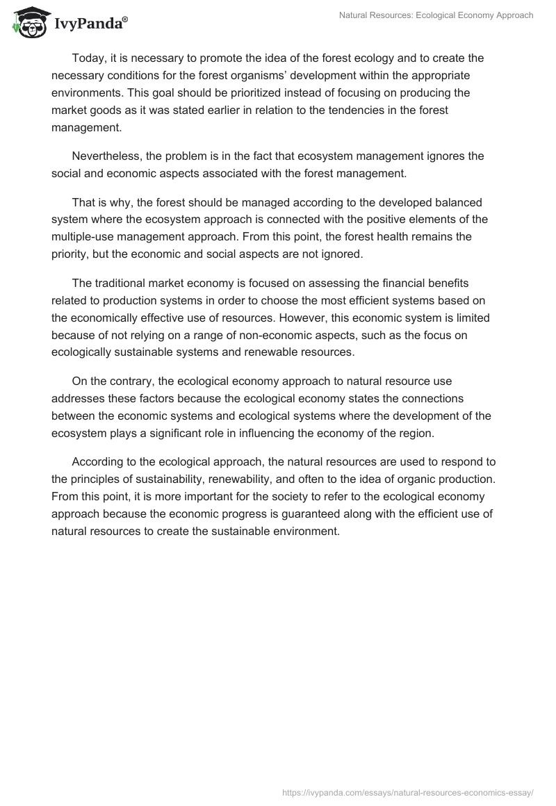 Natural Resources: Ecological Economy Approach. Page 2