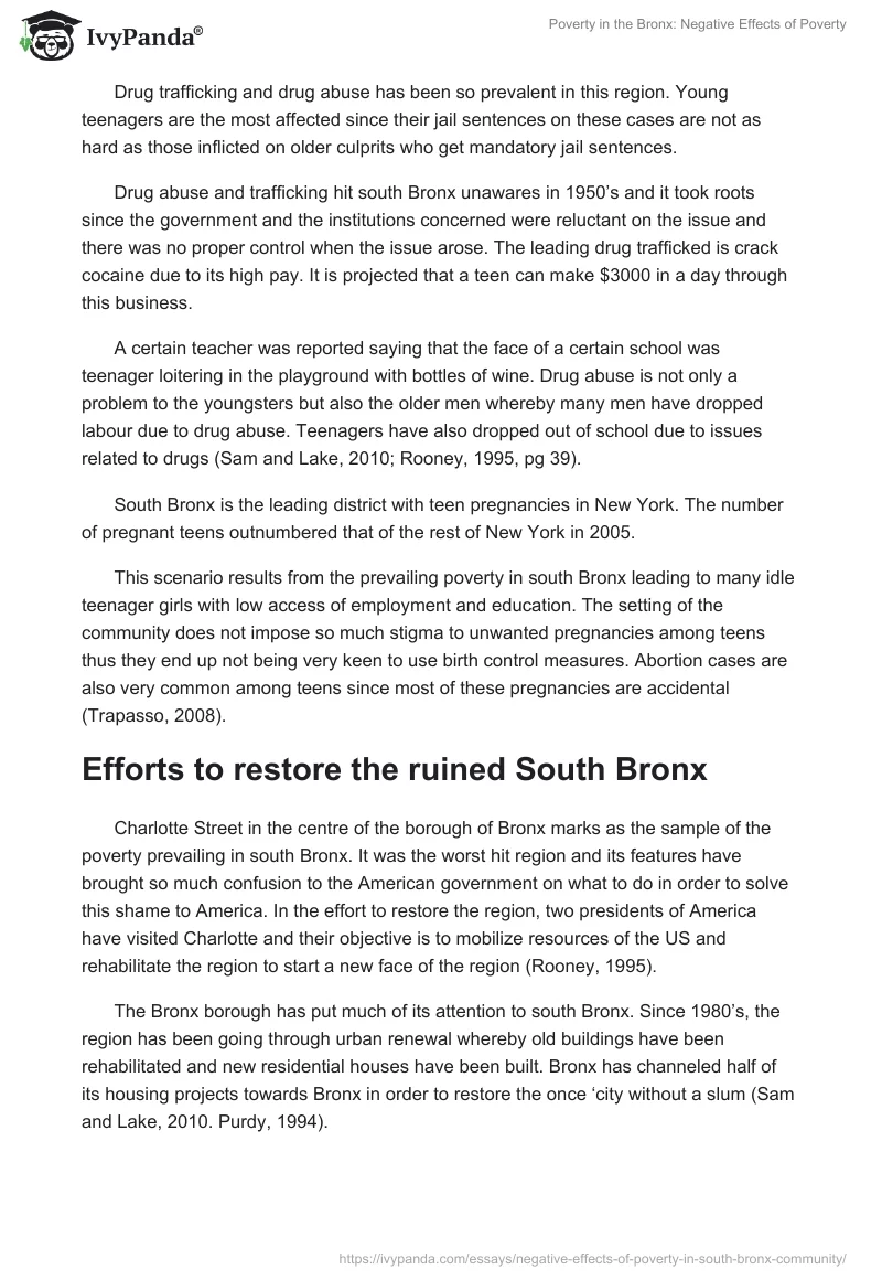 Poverty in the Bronx: Negative Effects of Poverty. Page 4