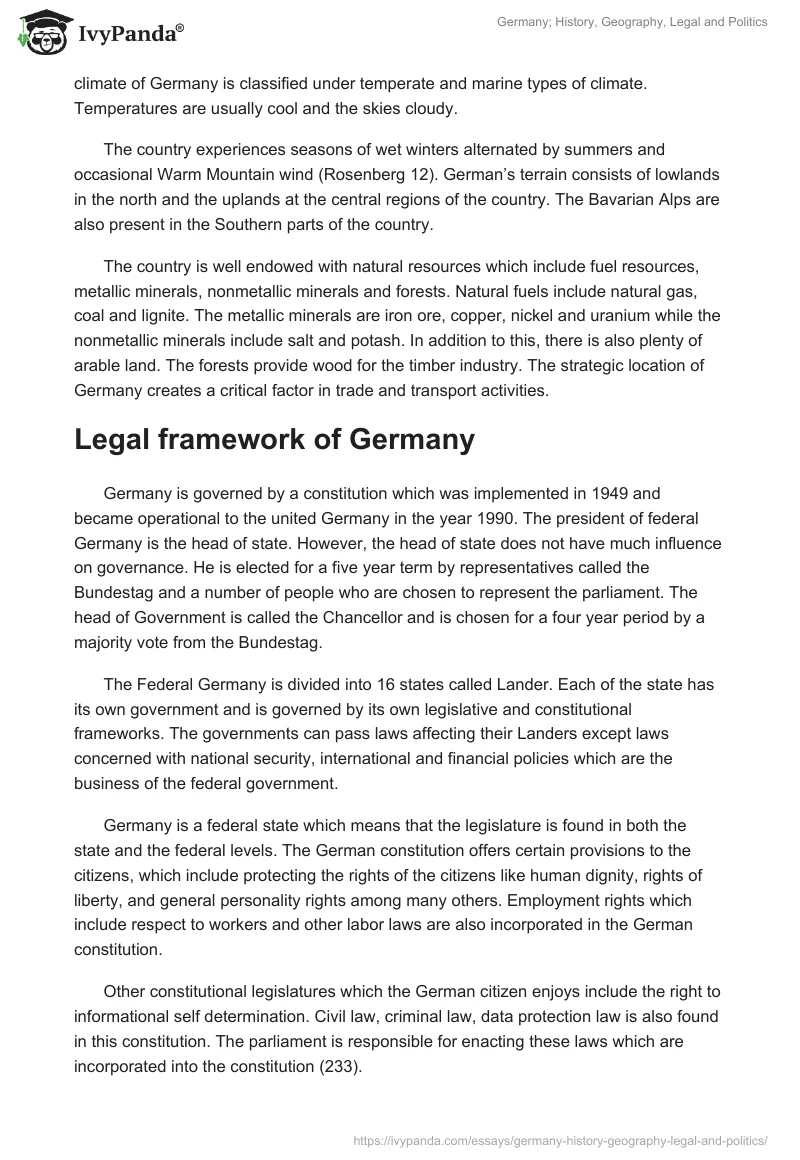 Germany; History, Geography, Legal and Politics. Page 3