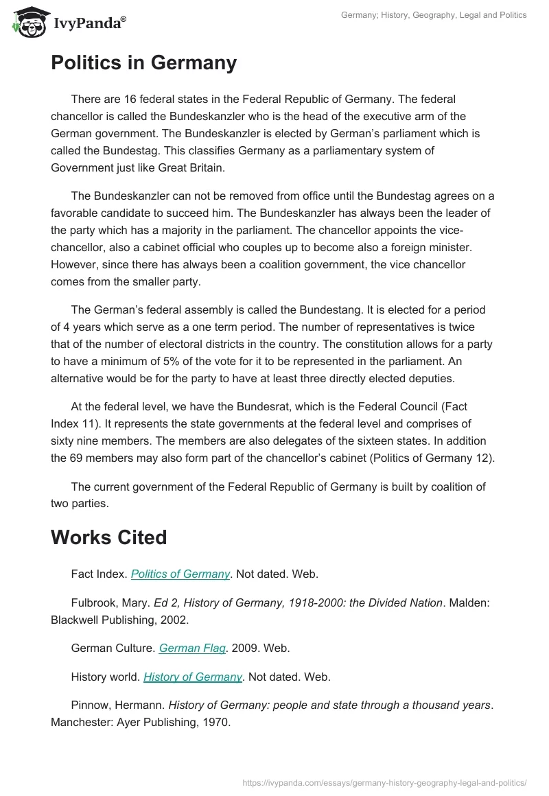 Germany; History, Geography, Legal and Politics. Page 4