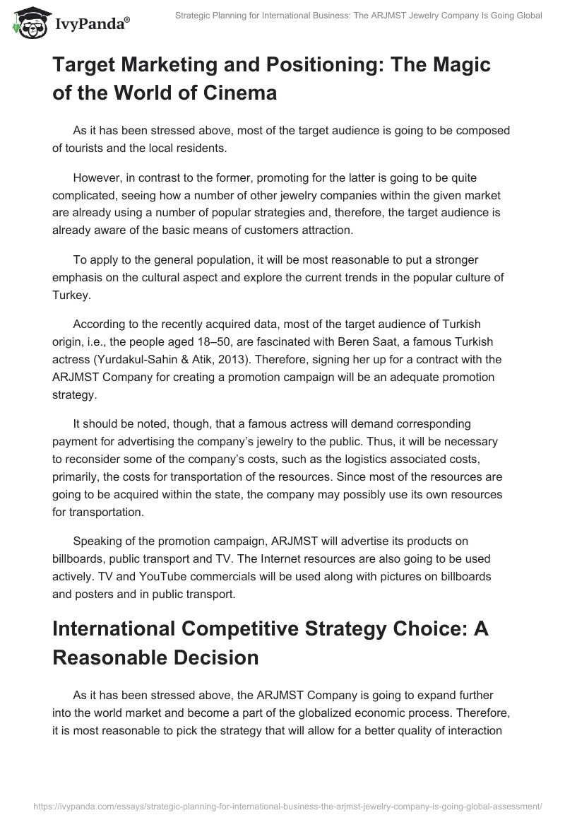 Strategic Planning for International Business: The ARJMST Jewelry Company Is Going Global. Page 2