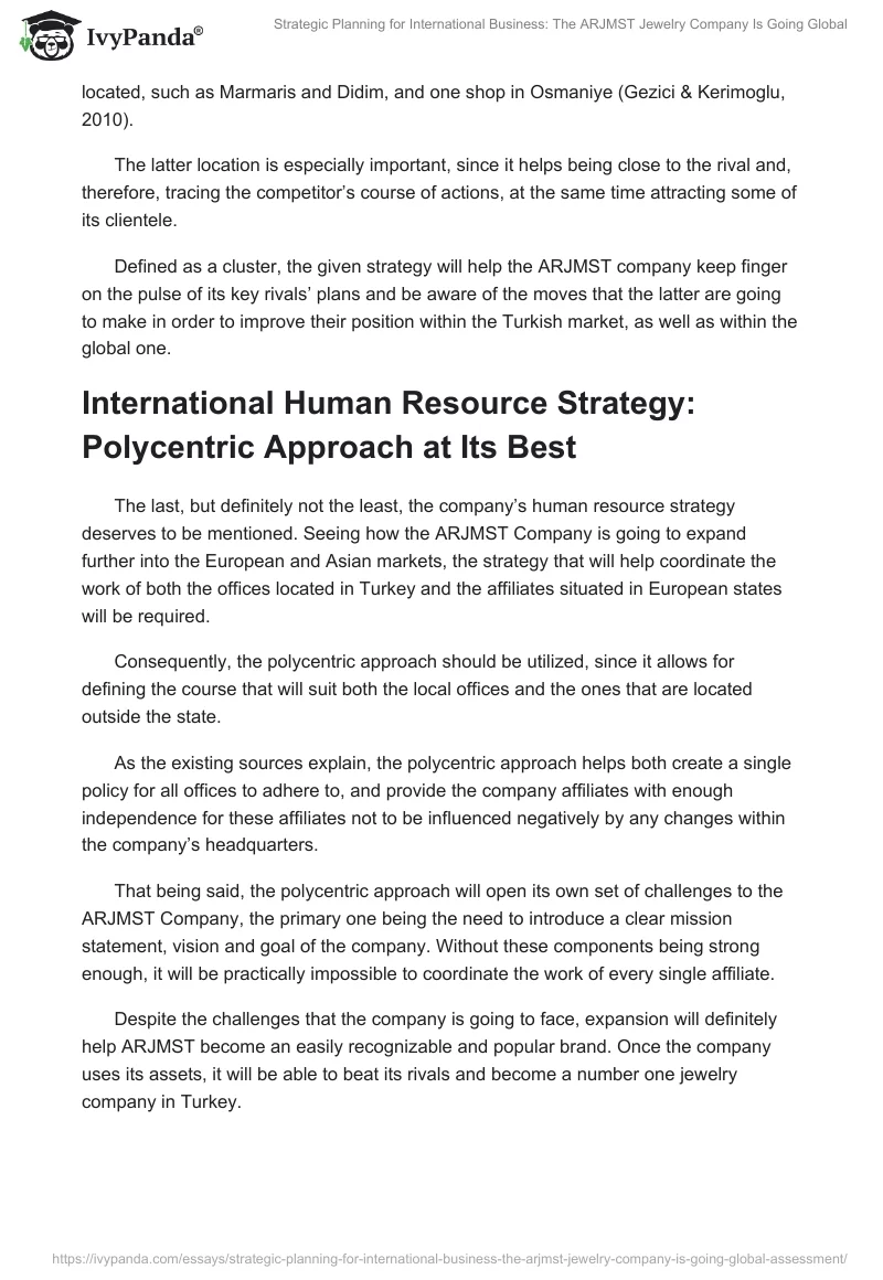 Strategic Planning for International Business: The ARJMST Jewelry Company Is Going Global. Page 4