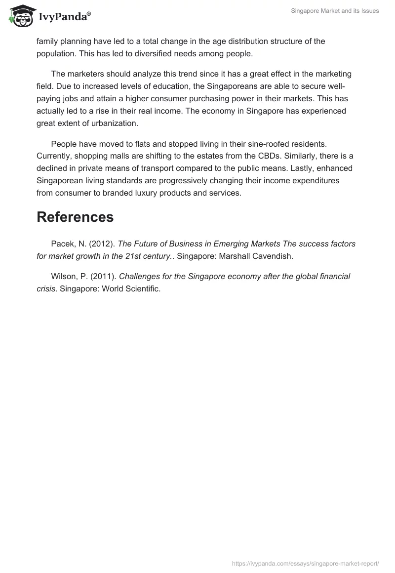 Singapore Market and its Issues. Page 4