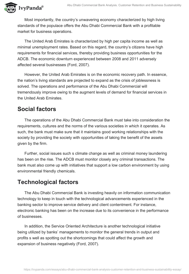 Abu Dhabi Commercial Bank Analysis. Customer Retention and Business Sustainability. Page 4