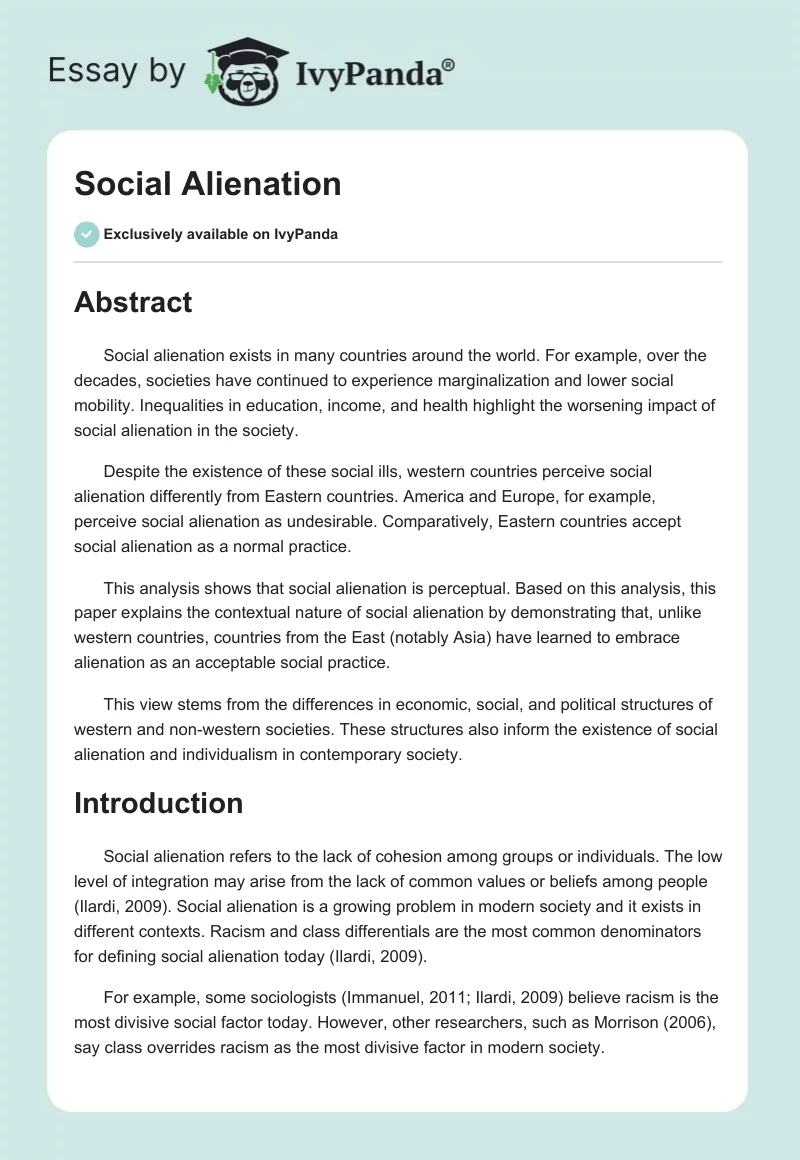 Social Alienation. Page 1