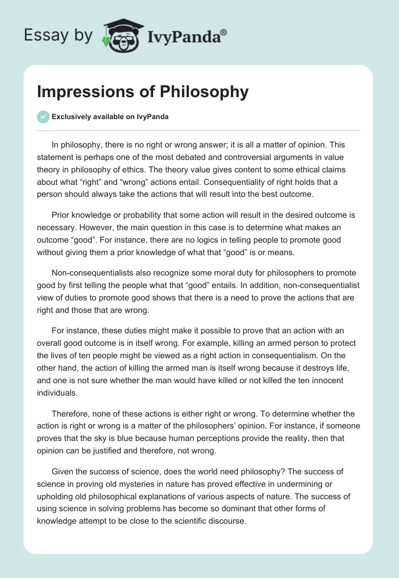 Impressions of Philosophy. Page 1