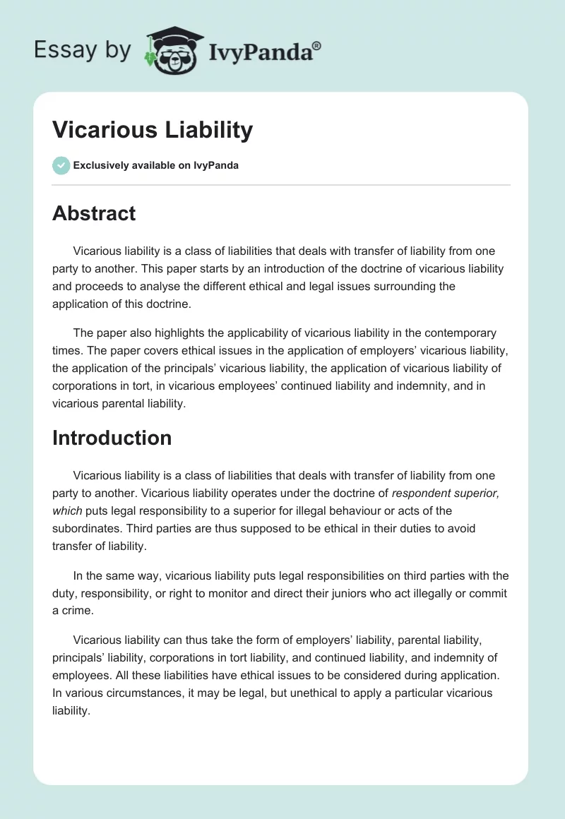 Vicarious Liability. Page 1