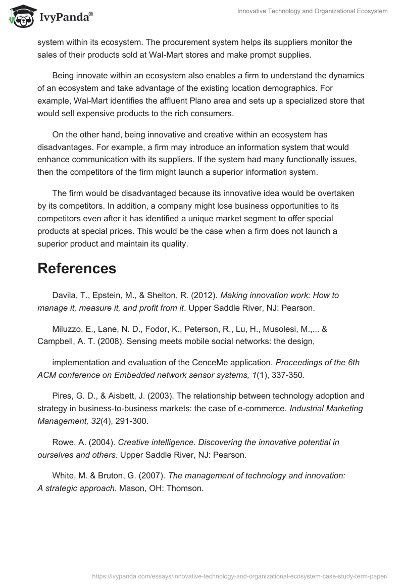 Innovative Technology and Organizational Ecosystem. Page 4