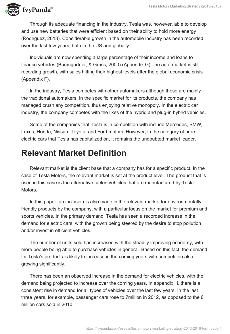 Tesla Motors Marketing Strategy (2013-2016). Page 3