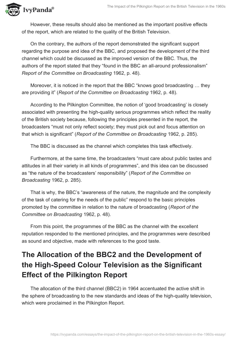 The Impact of the Pilkington Report on the British Television in the 1960s. Page 4