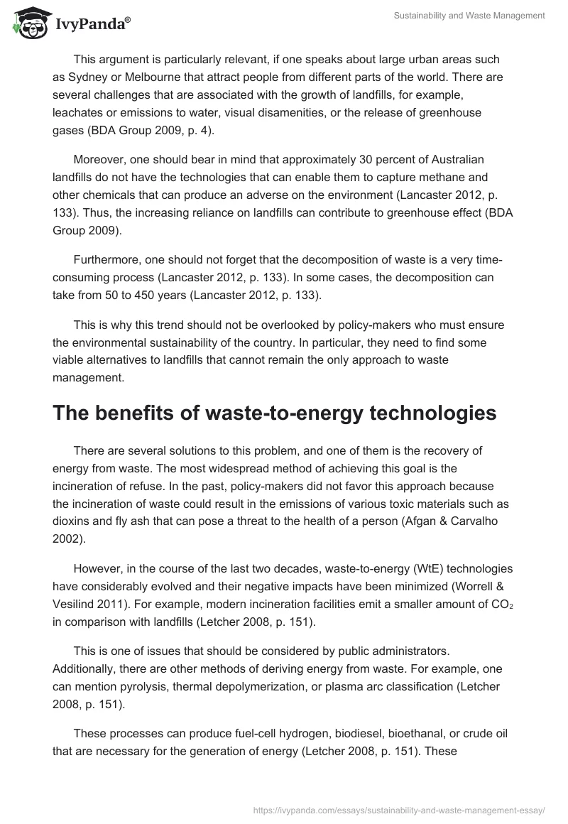 Sustainability and Waste Management. Page 2