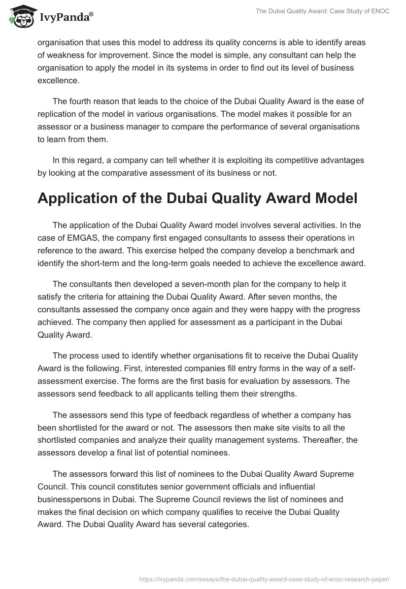 The Dubai Quality Award: Case Study of ENOC. Page 5