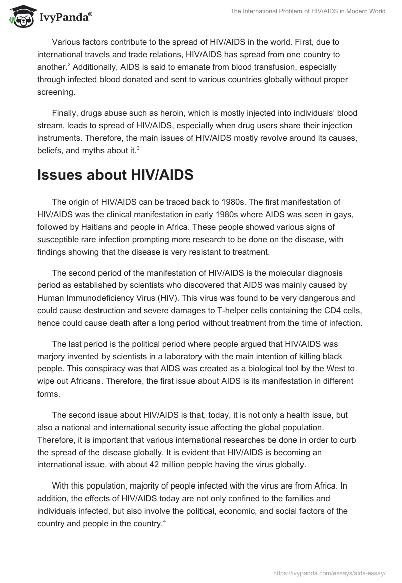 The International Problem of HIV/AIDS in Modern World. Page 2
