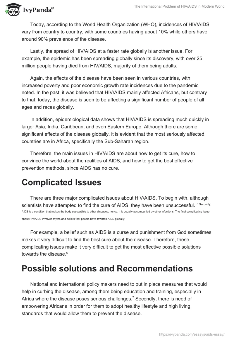 The International Problem of HIV/AIDS in Modern World. Page 3