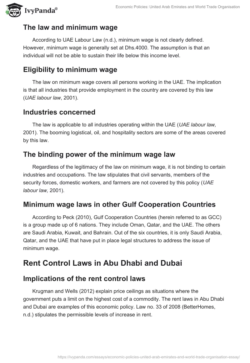 Economic Policies: United Arab Emirates and World Trade Organisation. Page 2
