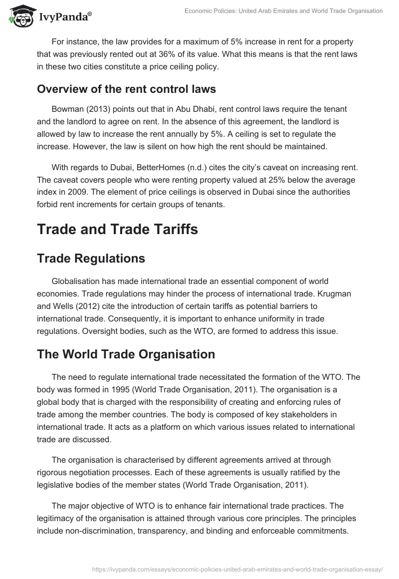 Economic Policies: United Arab Emirates and World Trade Organisation. Page 3