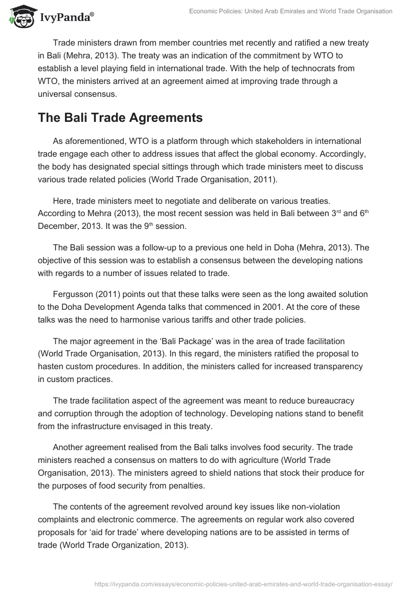 Economic Policies: United Arab Emirates and World Trade Organisation. Page 4