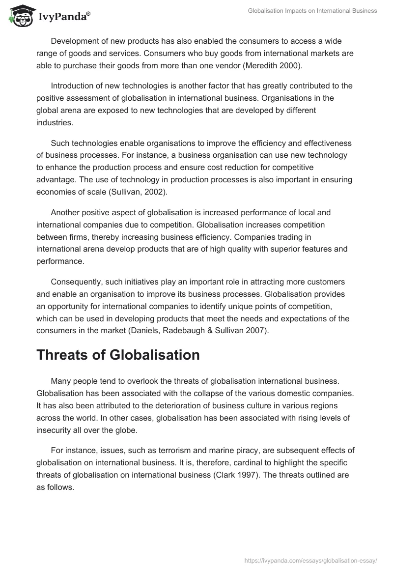 Globalisation Impacts on International Business. Page 2