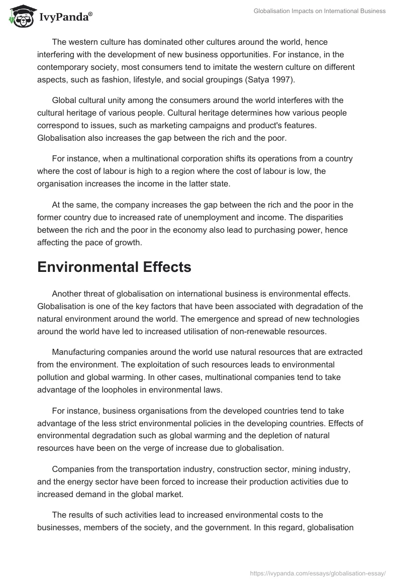 Globalisation Impacts on International Business. Page 5