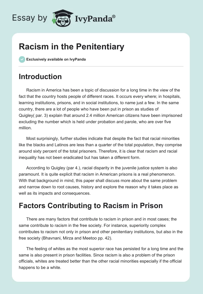 Racism in the Penitentiary. Page 1