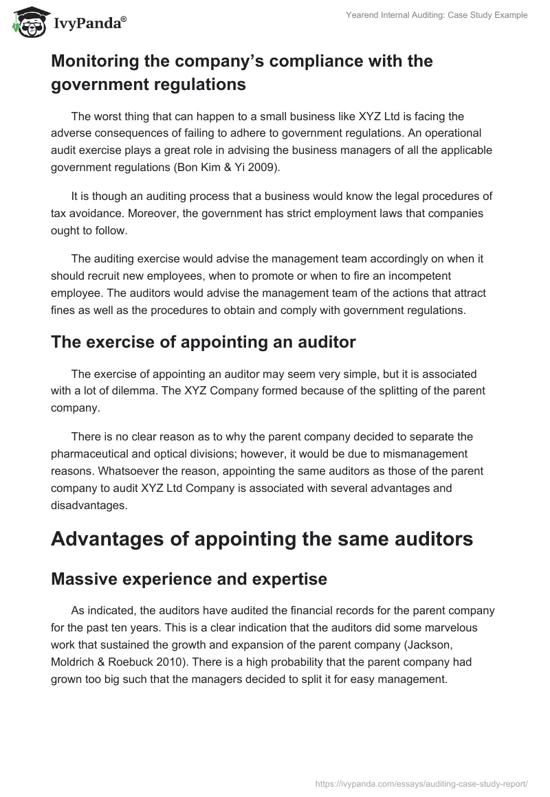 Yearend Internal Auditing: Case Study Example. Page 4