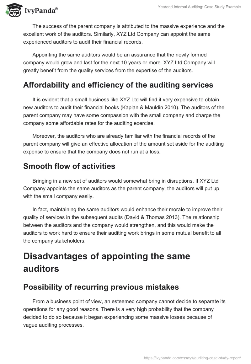 Yearend Internal Auditing: Case Study Example. Page 5