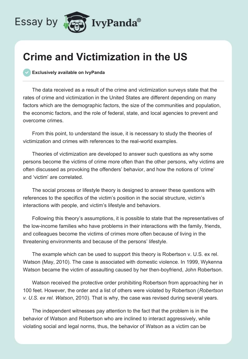 Crime and Victimization in the US. Page 1