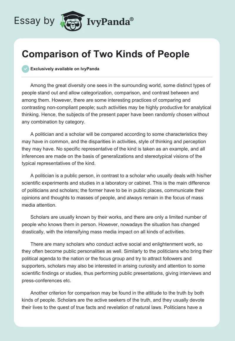 Comparison of Two Kinds of People. Page 1