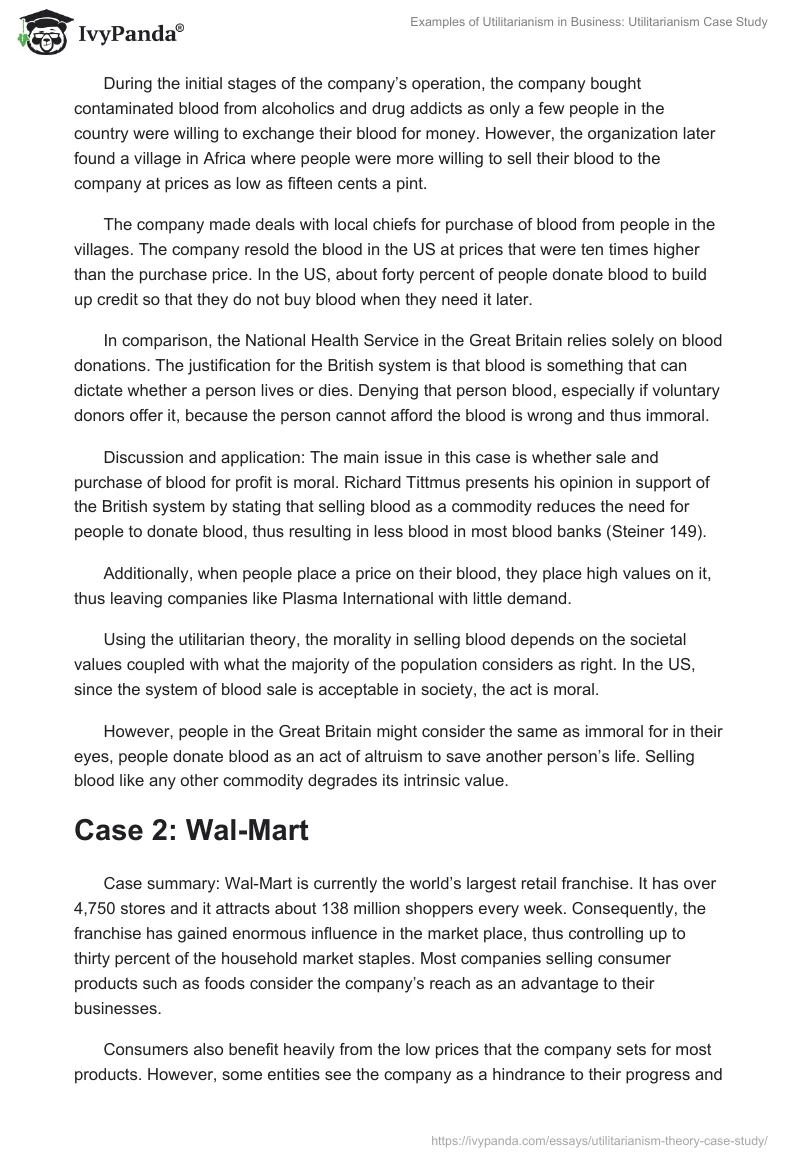Examples of Utilitarianism in Business: Utilitarianism Case Study. Page 3