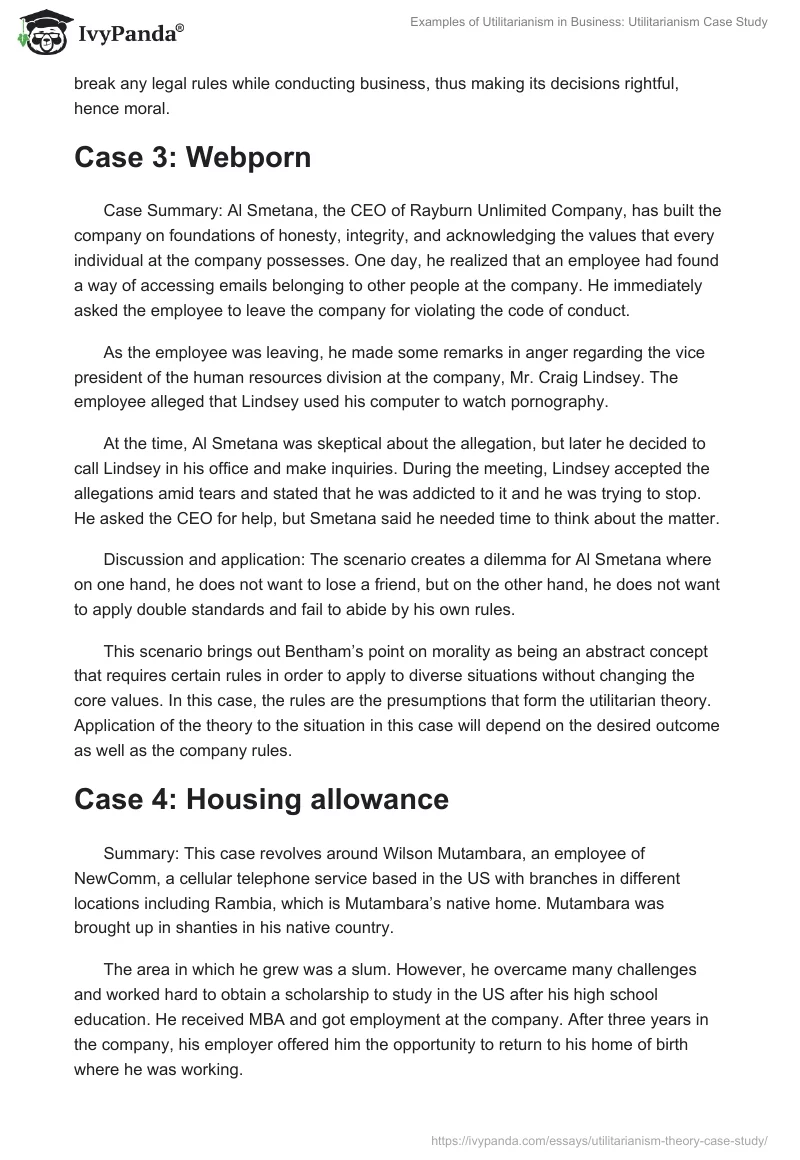 Examples of Utilitarianism in Business: Utilitarianism Case Study. Page 5