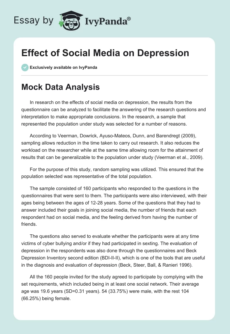 Effect of Social Media on Depression. Page 1