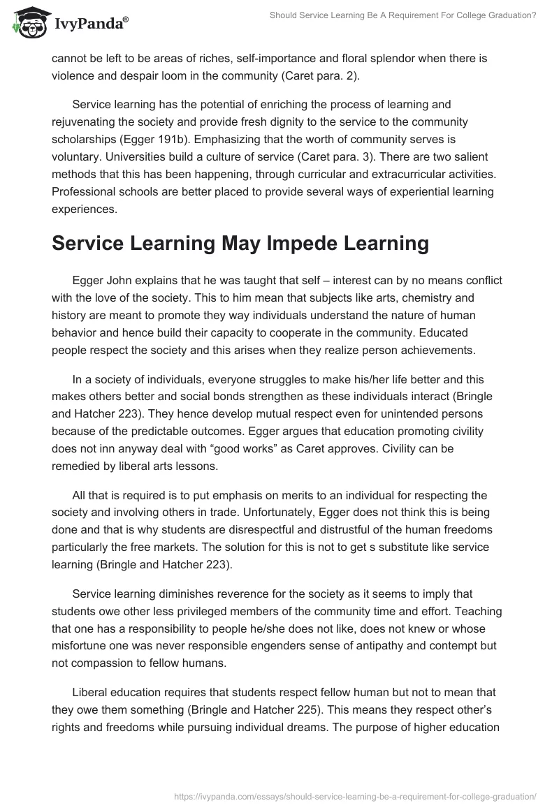 Should Service Learning Be A Requirement For College Graduation?. Page 3