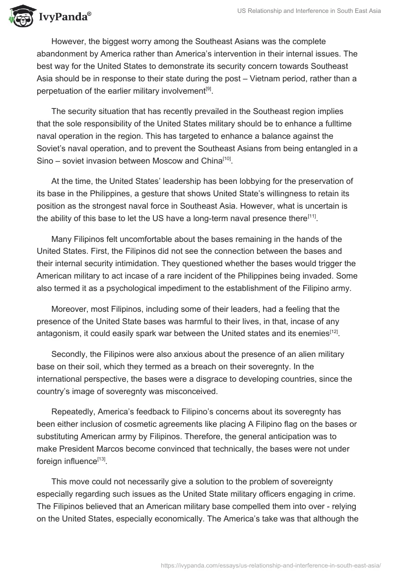 US Relationship and Interference in South East Asia. Page 4