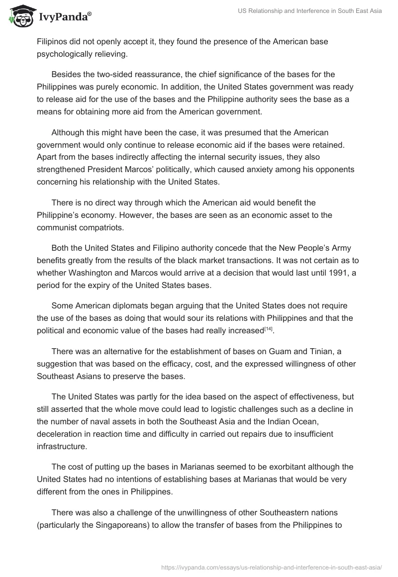US Relationship and Interference in South East Asia. Page 5